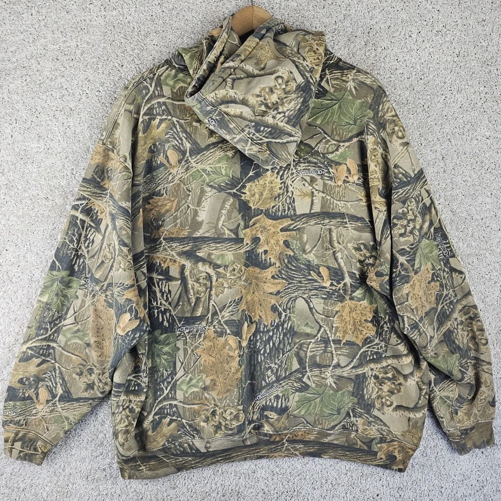 Vintage Cabelas Hoodie Mens 3XL Pullover Camo Realtree Seclusion 3D Cotton 90s
